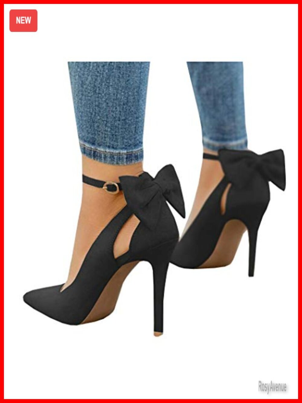 Faux Suede Pointed Toe Stiletto Heels Ankle Strap D'Orsay Pumps Wedding Bow